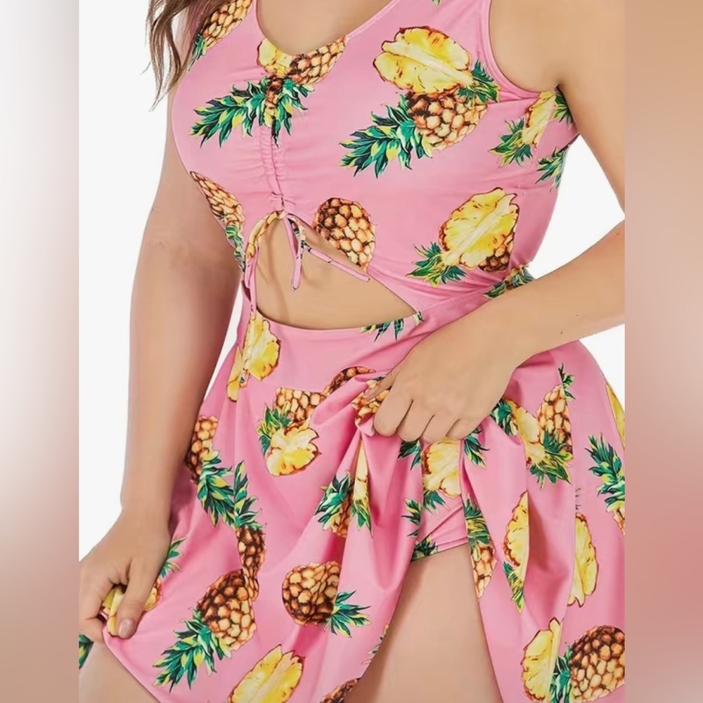 Esprlia Pineapple Cutout One Piece Swimsuit Size 3X NEW
